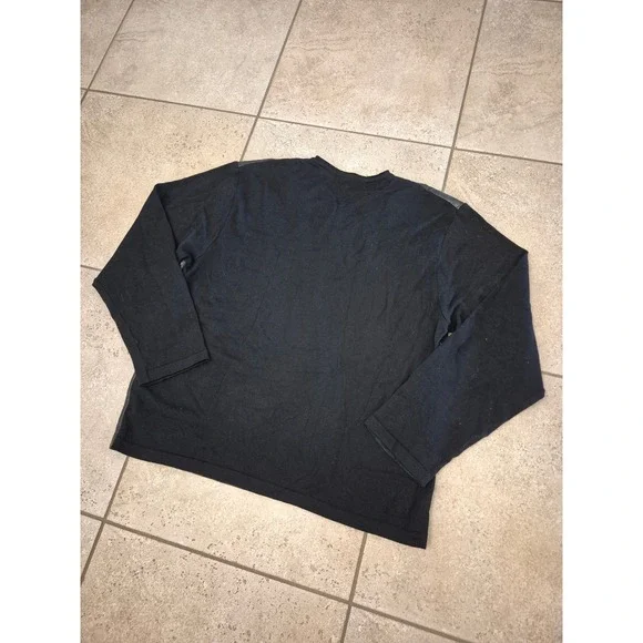 LANVIN Paris Leather-Front - Virgin Wool Sweater Back - V-Neck - XL